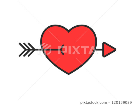 Heart with arrow icon in flat style. Valentines day vector illustration on isolated background. Amour sign business concept. 120139089