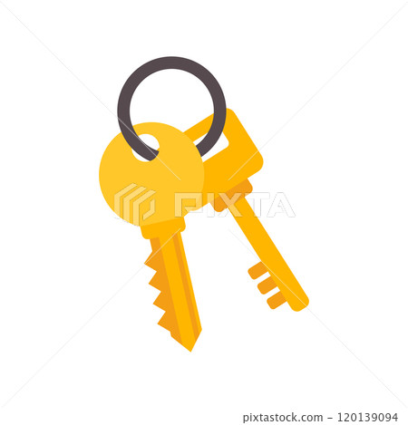 Key icon in flat style. Security vector illustration on isolated background. Door protection sign business concept. Key icon in flat style. Security vector illustration on isolated background. Door protection sign business concept. 120139094