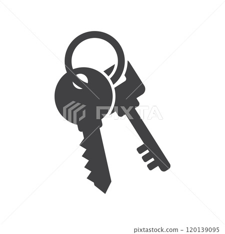 Key icon in flat style. Security vector illustration on isolated background. Door protection sign business concept. Key icon in flat style. Security vector illustration on isolated background. Door protection sign business concept. 120139095