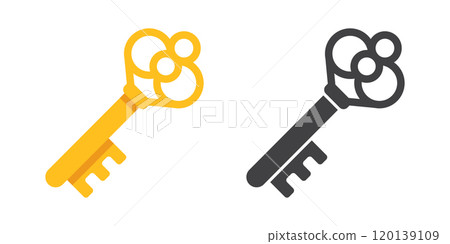Key icon in flat style. Security vector illustration on isolated background. Door protection sign business concept. Key icon in flat style. Security vector illustration on isolated background. Door protection sign business concept. 120139109