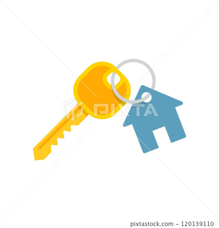 Key icon in flat style. Security vector illustration on isolated background. Door protection sign business concept. Key icon in flat style. Security vector illustration on isolated background. Door protection sign business concept. 120139110