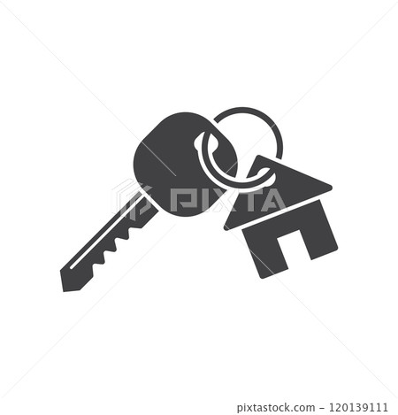 Key icon in flat style. Security vector illustration on isolated background. Door protection sign business concept. Key icon in flat style. Security vector illustration on isolated background. Door protection sign business concept. 120139111
