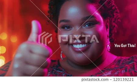 Empowering confidence with a bright smile and positive message 120139221