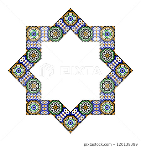 Decorative octagonal star with an ornament in Arabic style Decorative octagonal star with an ornament in Arabic style 120139389