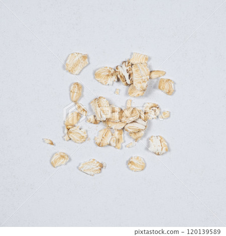 Scattered oatmeal top macro view 120139589