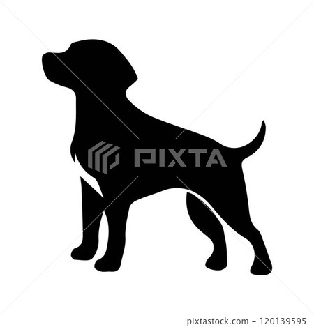 puppy Labrador retriever Dog Silhouette on white background. hand drawn design. vector illustration. 120139595