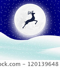Reindeer silhouette the background of the moon  120139648