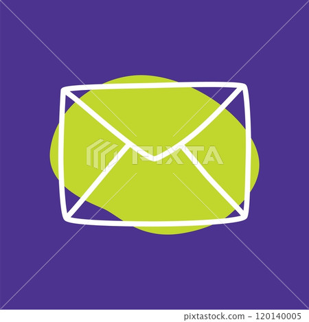 Doodle letter envelope icon or logo, hand drawn with thin black line 120140005