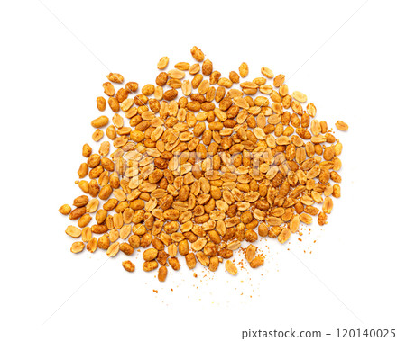 Spicy peanuts isolated, heeng jeera pea nuts mixture, Indian namkeen, roasted salty nut snack Spicy peanuts isolated, heeng jeera pea nuts mixture, Indian namkeen, roasted salty nut snack 120140025