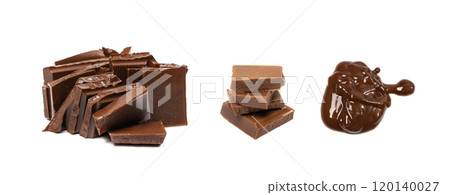 Chocolate Smear Isolated, Melted Chocolate Texture on White Background, Chocolate Sauce Pattern 120140027