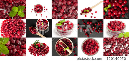 Frozen Lingonberry, Iced Cowberry, Snow Cranberry, Red Viburnum Berries, Frozen Lingonberry Frozen Lingonberry, Iced Cowberry, Snow Cranberry, Red Viburnum Berries, Frozen Lingonberry 120140050