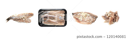 Dutch herring isolated, salted fish meat fillet, traditional maatjes, raw atlantic herring, matias 120140081
