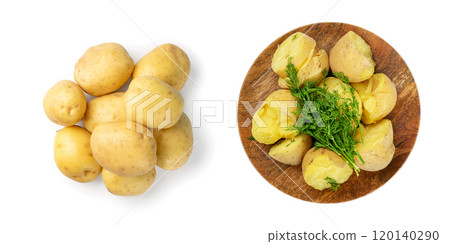 Boiled Potato in Skin Isolated, Whole Prepared Unpeeled Vegetables, Healthy Diet Ingredient, Boiled Potato 120140290