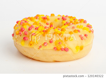 Doughnuts Isolated, Glazed Frosted Donuts with Colorful Sprinkles 120140322