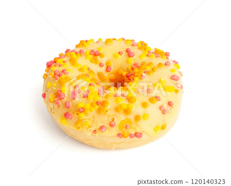 Doughnuts Isolated, Glazed Frosted Donuts with Colorful Sprinkles 120140323