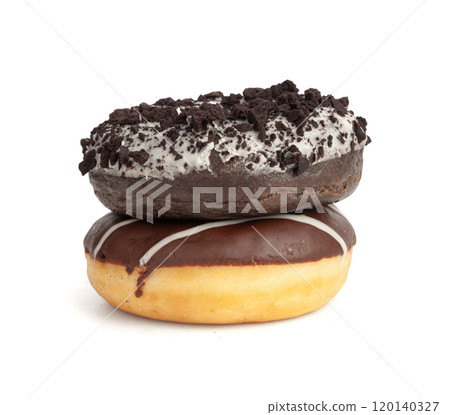 Chocolate Doughnuts Isolated, Brown Donuts 120140327