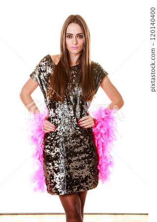 Elegant woman in evening sequin dress Elegant woman in evening sequin dress 120140400