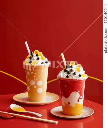 two milk shake drinks take away red 120140944