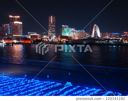 Minato Mirai night view and illuminations in winter Minato Mirai night view and illuminations in winter 120141192