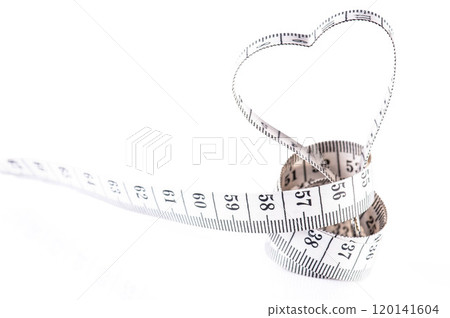heart shaped measuring tape isolated on white with copy space heart shaped measuring tape isolated on white with copy space 120141604