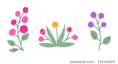 Simple colorful floral illustration in folk style Simple colorful floral illustration in folk style 120142003