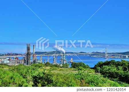 Scenery of the industrial area and Shiratori Ohashi Bridge in Muroran, Hokkaido 120142054