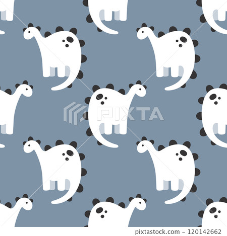 Dinosaur minimal kids seamless pattern, background in blue tones. Repeating print for fabric, wrapping paper, textile, wallpaper Dinosaur minimal kids seamless pattern, background in blue tones. Repeating print for fabric, wrapping paper, textile, wallpaper 120142662