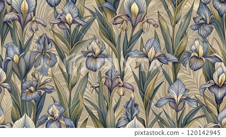 floral pattern with irises Seamless Background floral pattern with irises Seamless Background 120142945