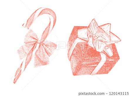 Holiday and Winter-themed Elements. Stippling Christmas Vector Set Holiday and Winter-themed Elements. Stippling Christmas Vector Set 120143115