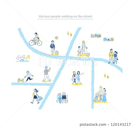 Various people walking on the street 22 120143217