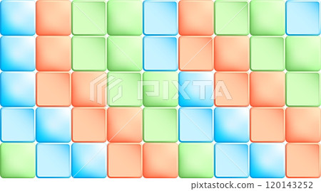 Mosaic jigsaw puzzle pattern with multi colored tiles of square cubes. Random bright copy space for design of web pages and interface. 3D vector background 120143252