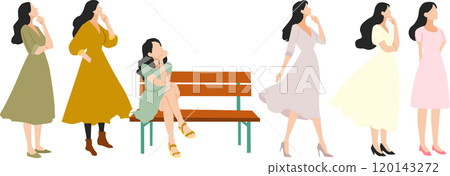 Illustration of a woman thinking Illustration of a woman thinking 120143272