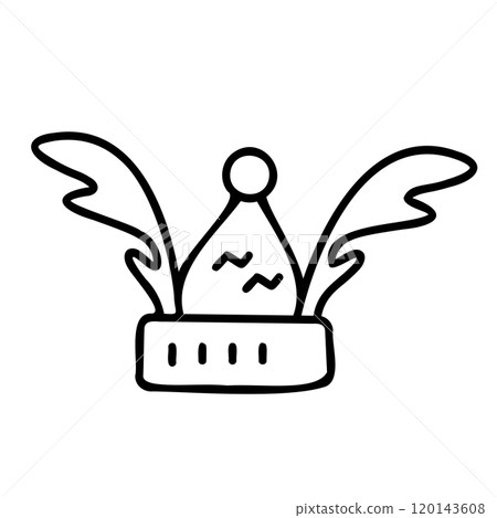 手繪的帶有馴鹿角的帽子的圖示。 120143608