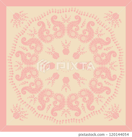 Pink scarf or bandana design with paisley mandala pattern 120144054