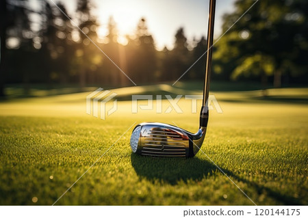 Golf club close-up on grass. 120144175