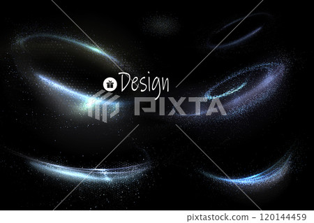 Set of wavy turquoise shapes on black background, design element 120144459