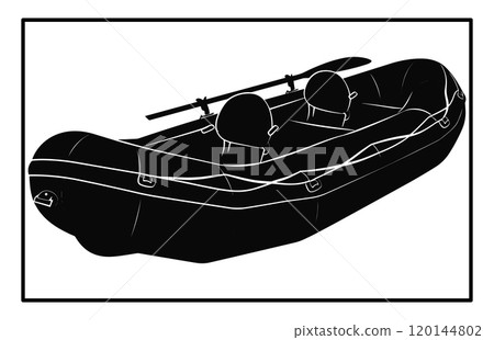 Rubber boat Silhouette, Rubber boat illustration isolated on white background 120144802