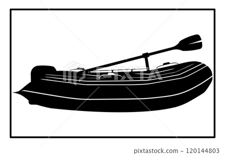 Rubber boat Silhouette, Rubber boat illustration isolated on white background 120144803