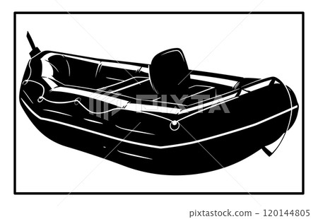 Rubber boat Silhouette, Rubber boat illustration isolated on white background 120144805
