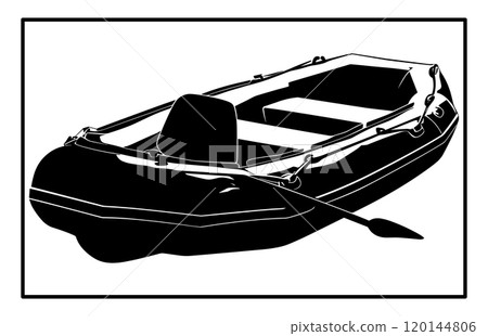 Rubber boat Silhouette, Rubber boat illustration isolated on white background 120144806