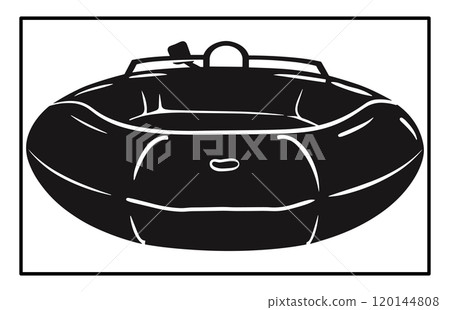 Rubber boat Silhouette, Rubber boat illustration isolated on white background 120144808