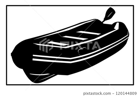 Rubber boat Silhouette, Rubber boat illustration isolated on white background 120144809