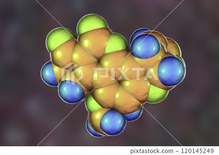 Aflatoxin B1 molecule, a toxin produced by fungi Aspergillus 120145249