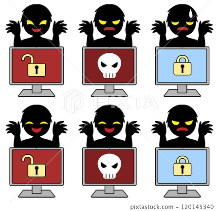 Image material of a computer and a villain Image material of a computer and a villain 120145340