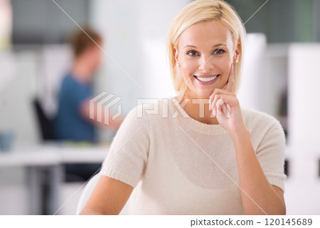 Follow your dreams, transform your life. Cropped shot of an attractive young businesswoman in the office. 120145689