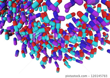 Mixture of pills different colors Mixture of pills different colors 120145783