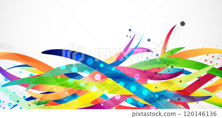 Abstract colored background on a gray gradient. Curves painted in bright colors, arbitrarily mixed with each other. Hand drawn vector. Abstract colored background on a gray gradient. Curves painted in bright colors, arbitrarily mixed with each other. Hand drawn vector. 120146136