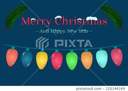Christmas Lights Garland with Pine Branches Christmas Lights Garland with Pine Branches 120146169