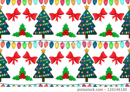 Festive Christmas Tree Pattern with Decorations 120146180
