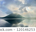 Clouds and mountains reflected on the lake 120146253